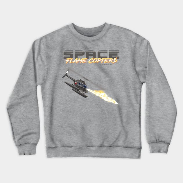 Space Flame Copter Crewneck Sweatshirt by HorrorVirgin